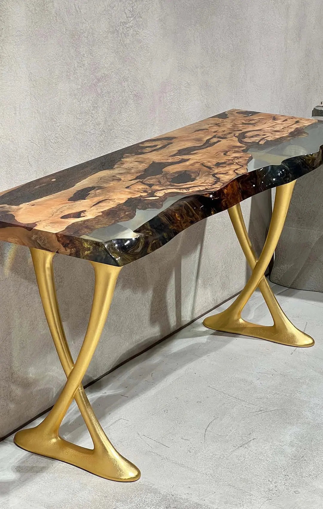 Resin Live Edge Console Table | Linden Wood | Foyer | Entryway