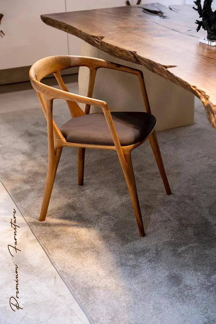 Wabi Sabi Style Luxury Solid Wood Table | Stone Inspired Legs
