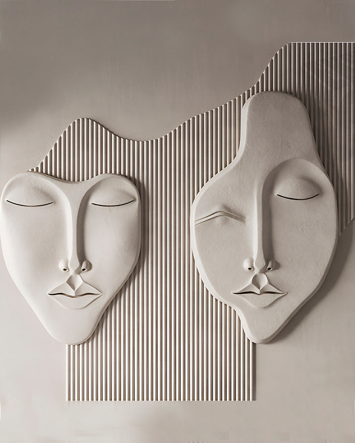 Wabi-Sabi 3D Face Wall Relief Art
