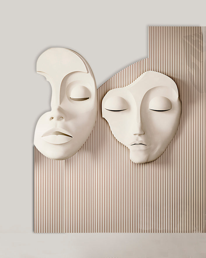 Wabi-Sabi 3D Face Wall Relief Art