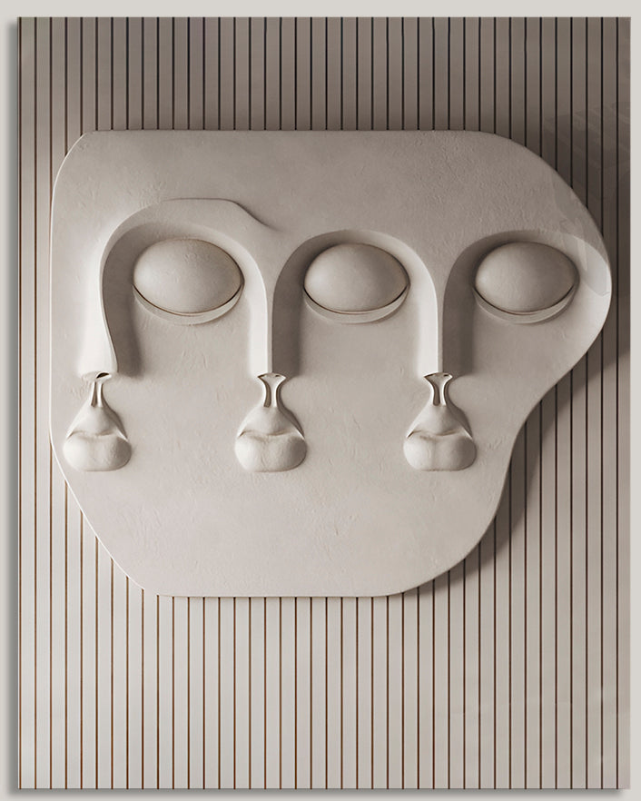 Wabi-Sabi 3D Face Wall Relief Art