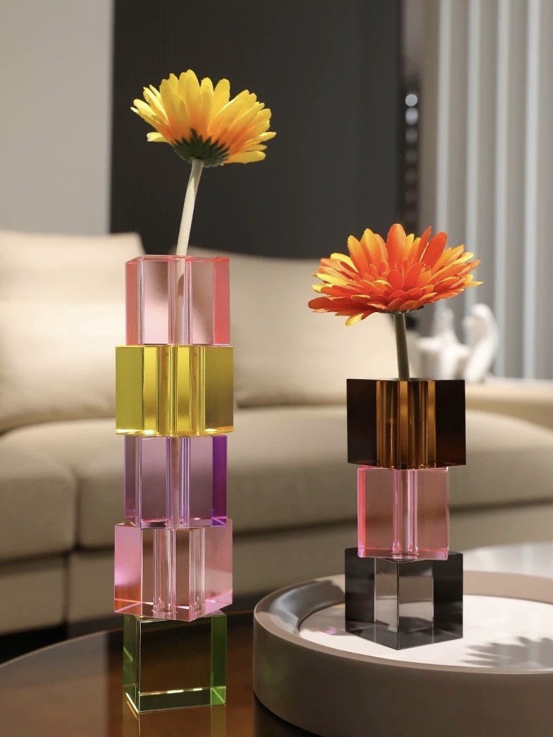 Modern Crystal Cube Vase