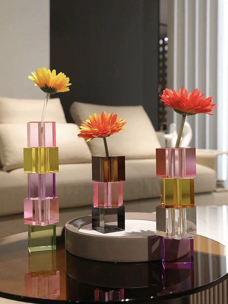 Modern Crystal Cube Vase