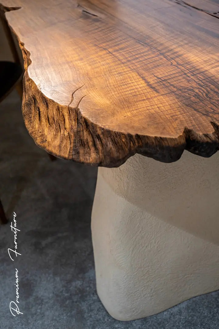 Wabi Sabi Style Luxury Solid Wood Table | Stone Inspired Legs