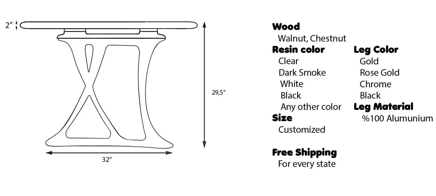 Resin & Walnut Dining Table