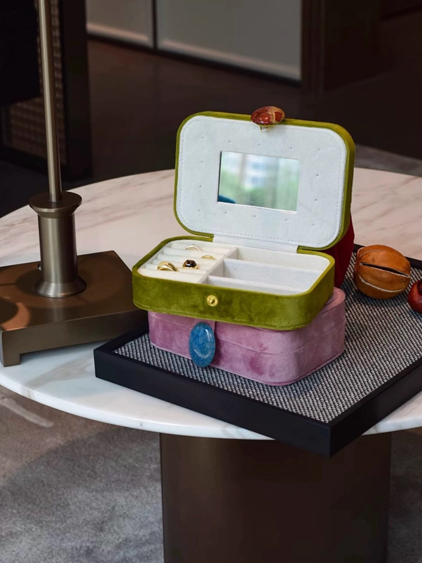 Jewelry Case | Vintage Velvet Accessory Box | Organizer