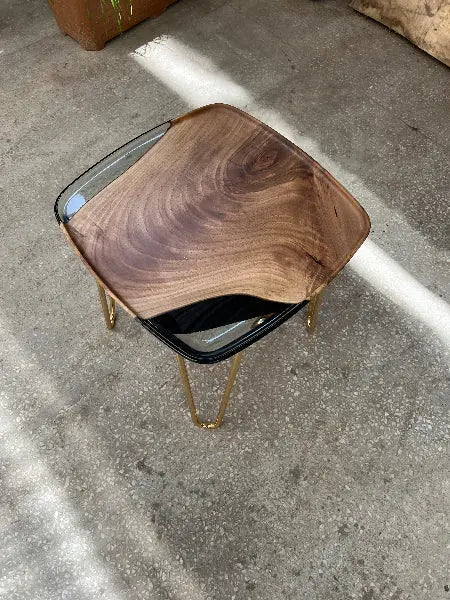 Resin Side Table | Walnut Wood