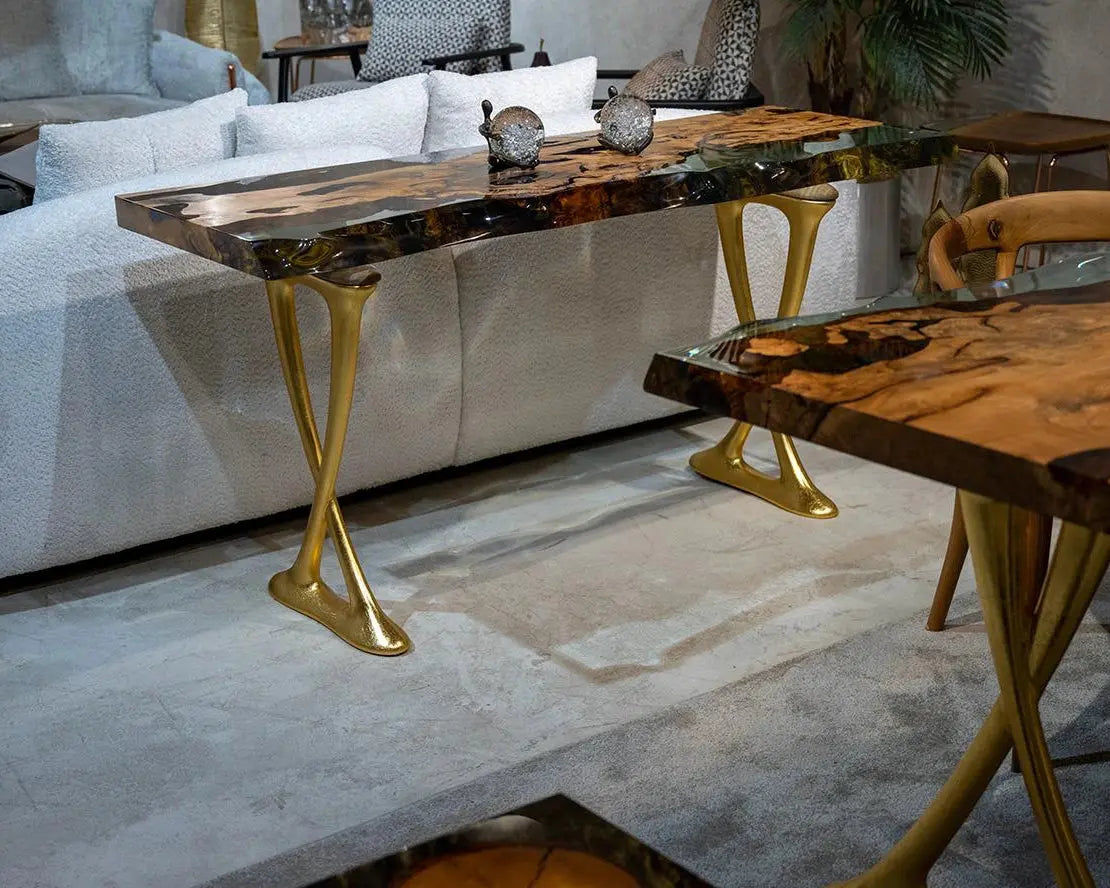 Resin Live Edge Console Table | Linden Wood | Foyer | Entryway