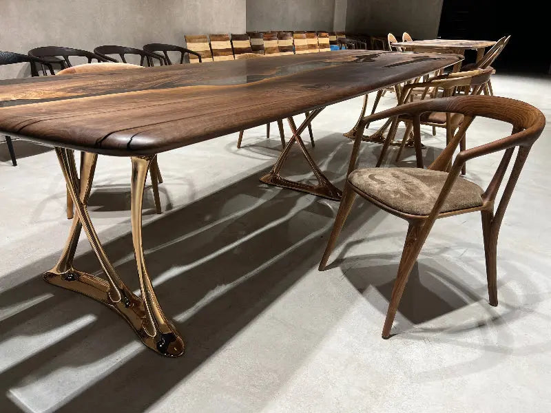 Resin & Walnut Dining Table