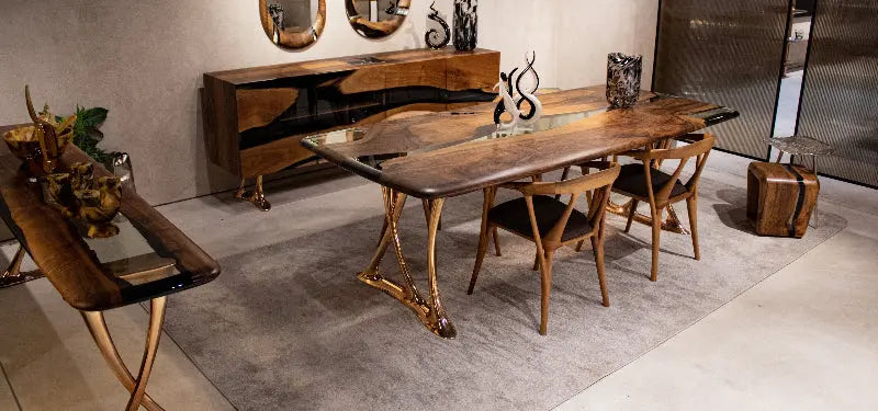 Resin & Walnut Dining Table