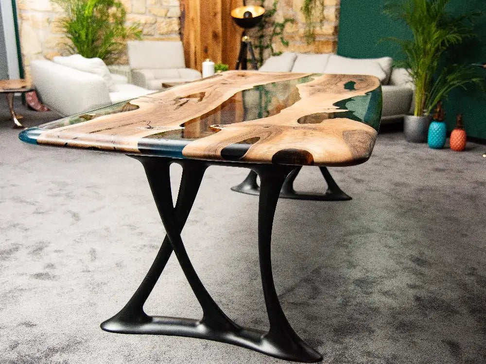 Resin & Walnut Dining Table