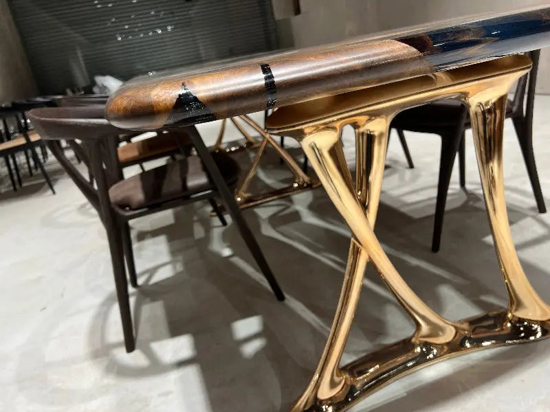 Resin & Walnut Dining Table