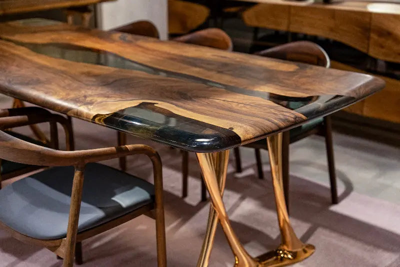 Resin & Walnut Dining Table