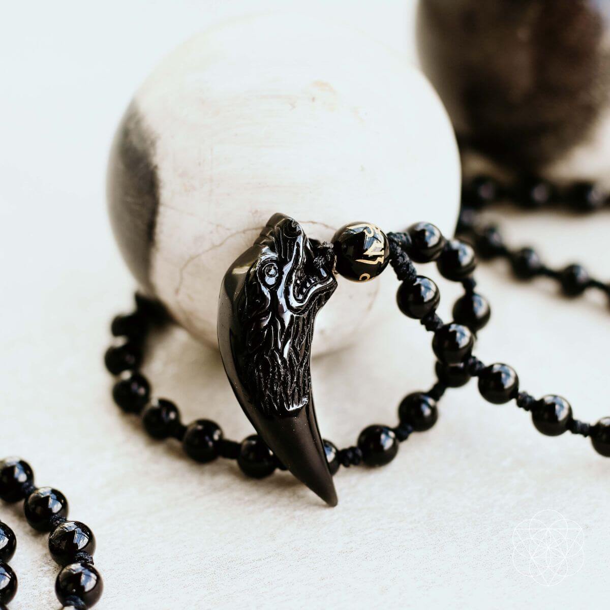Black Obsidian Wolf Pendant