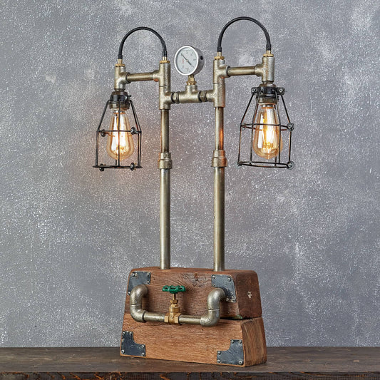 Industrial Wooden Box Double Lamp
