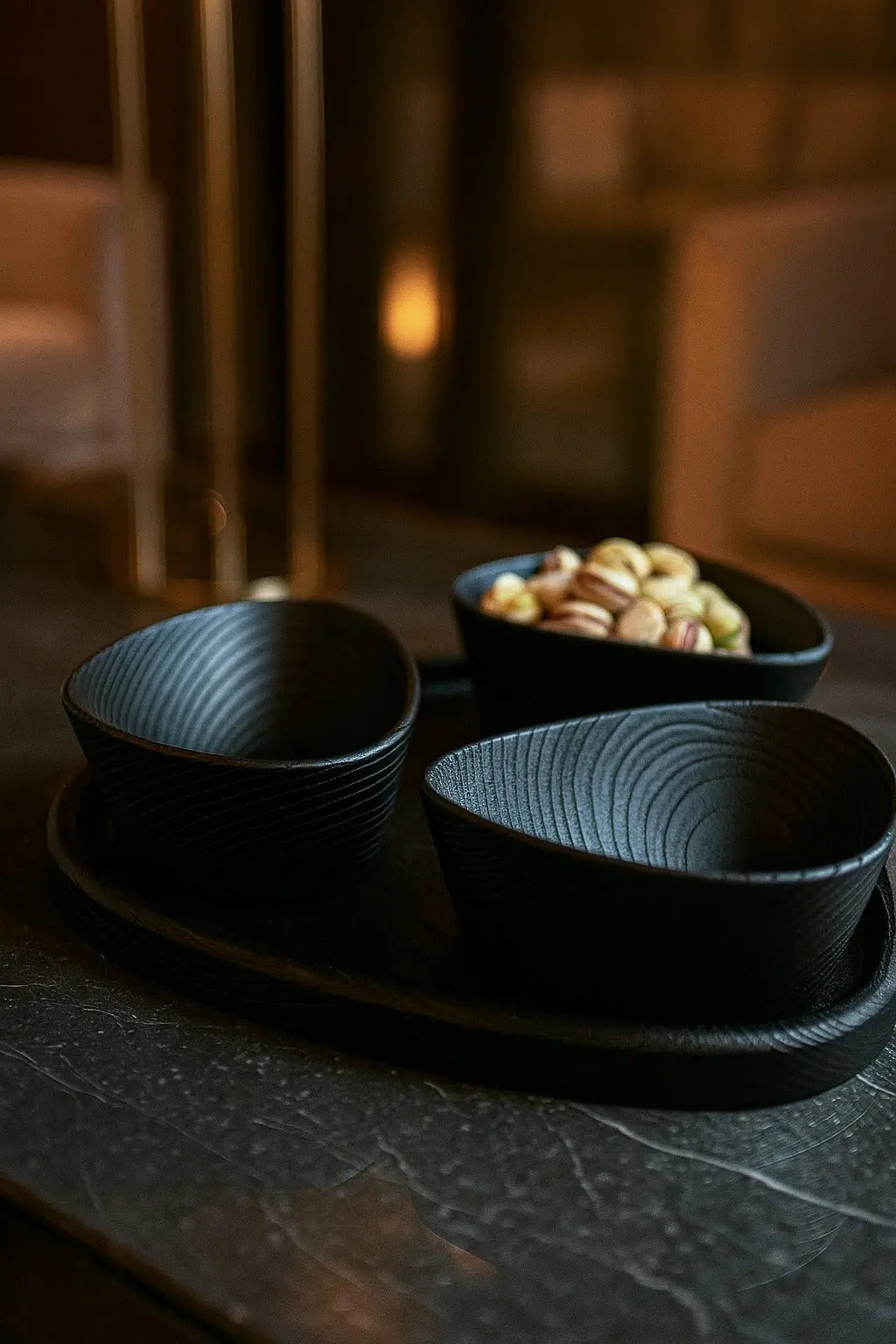 Handcrafted Luxury Wooden Bowl Set with Tray