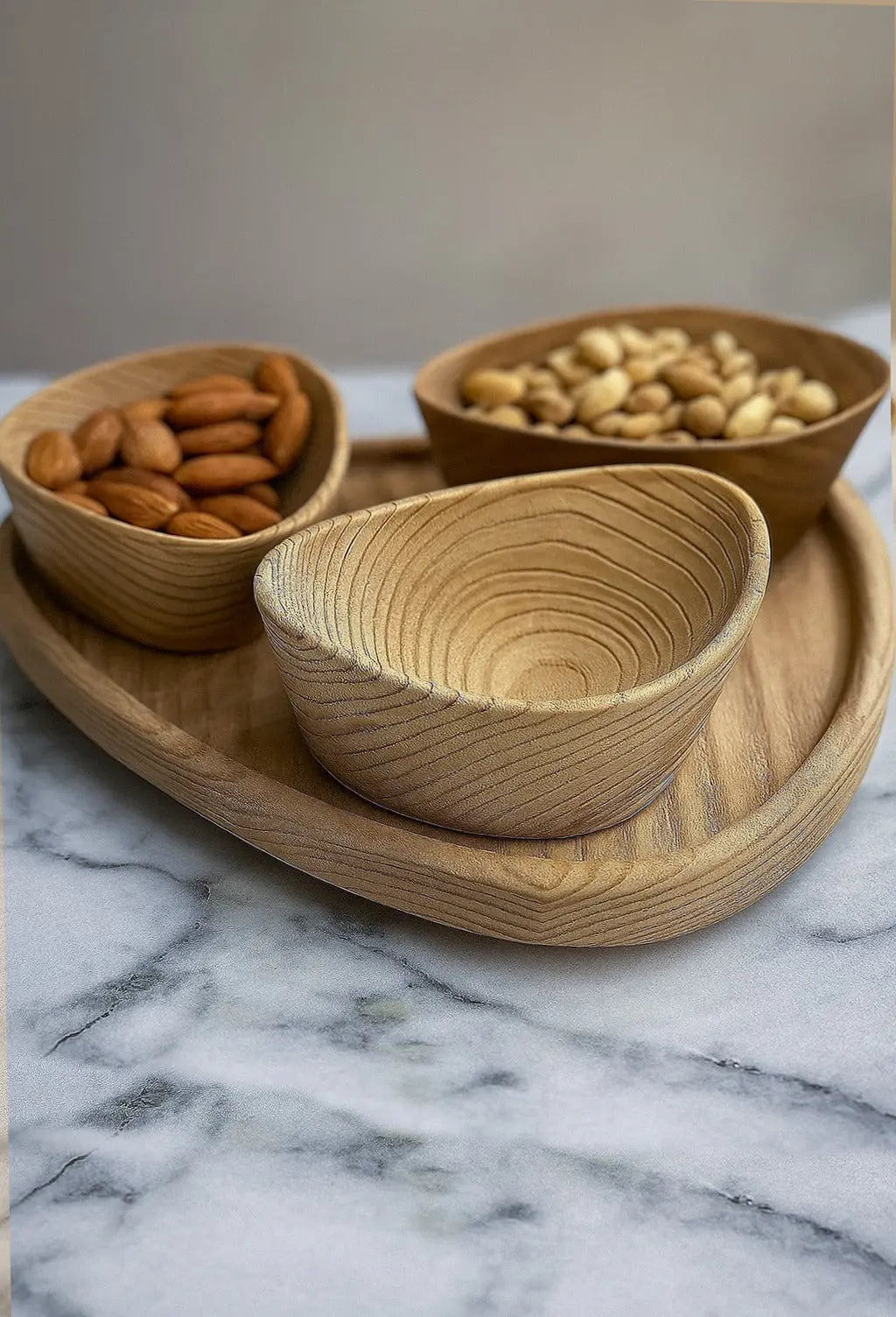 Handcrafted Luxury Wooden Bowl Set with Tray